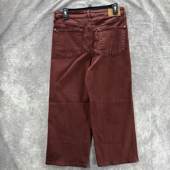 Judy Blue Jeans Women's 11/30 Burgundy Garment Dyed High Waist Wide Leg Crop - Picture 3 of 6